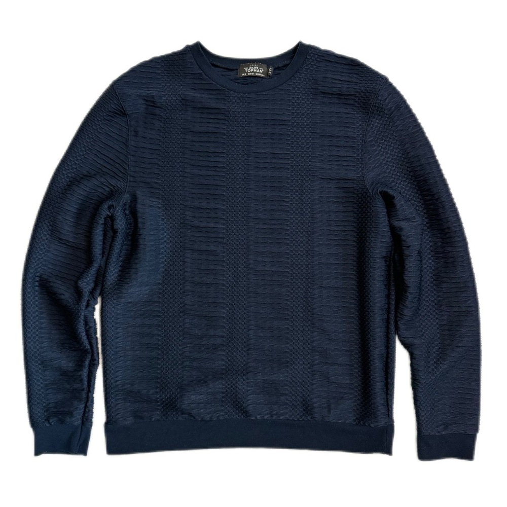 TopMan Navy Blue Crew Neck Sweater - Size Small